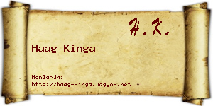 Haag Kinga névjegykártya